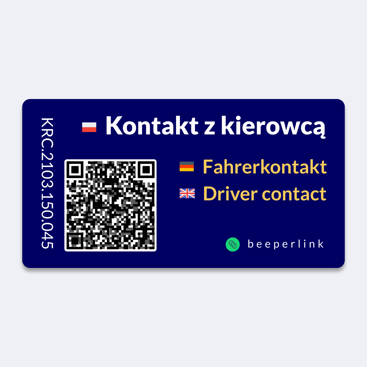 Beeperlink Naklejka Kontaktowa samochodowa pod szybę 84x44 mm. To jest przykład zastosowania Beeperlink do poprawy bezpieczeństwa Twojego samochodu