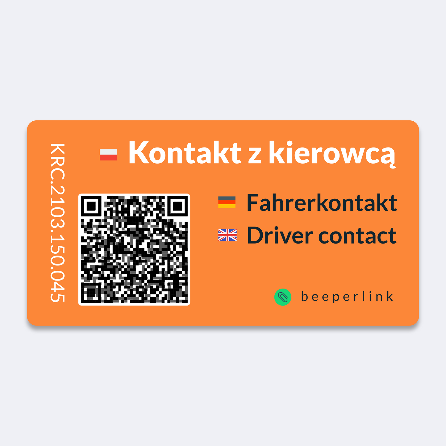 Beeperlink Naklejka Kontaktowa samochodowa pod szybę 84x44 mm. To jest przykład zastosowania Beeperlink do poprawy bezpieczeństwa Twojego samochodu