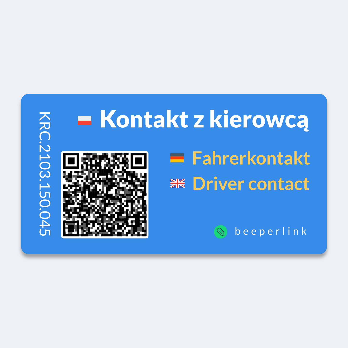 Beeperlink Naklejka Kontaktowa samochodowa pod szybę 84x44 mm. To jest przykład zastosowania Beeperlink do poprawy bezpieczeństwa Twojego samochodu