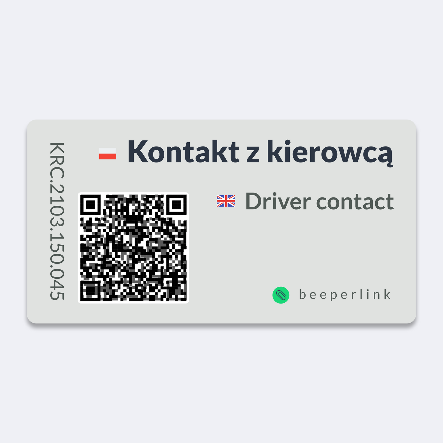 Beeperlink Naklejka Kontaktowa samochodowa pod szybę 84x44 mm. Kontakt awaryjny z kierowcą zaparkowanego samochodu