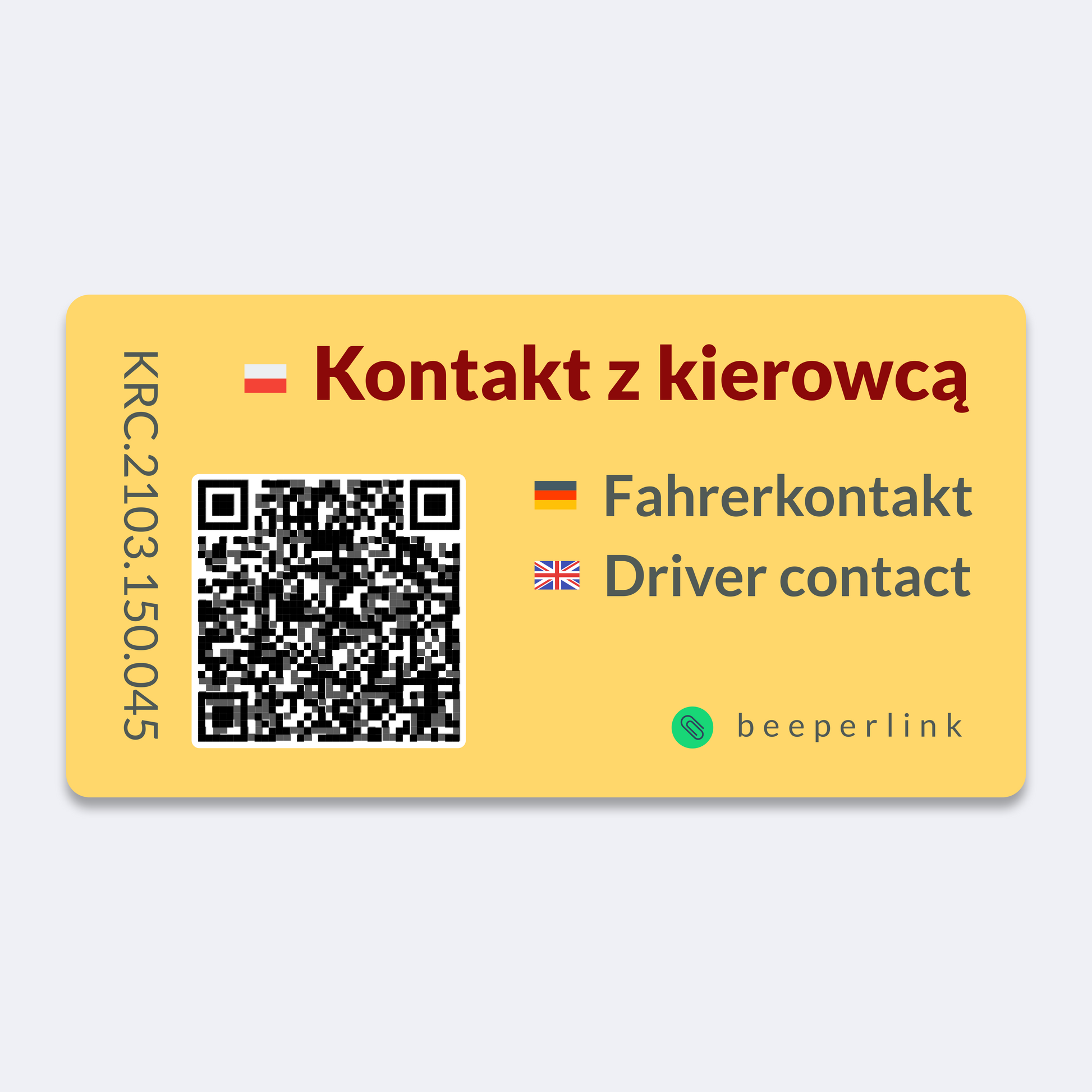 Beeperlink Naklejka Kontaktowa samochodowa pod szybę 84x44 mm. To jest przykład zastosowania Beeperlink do poprawy bezpieczeństwa Twojego samochodu